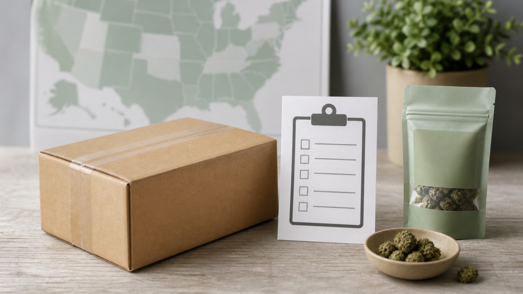 Unbranded cannabis shipping checklist and parcel