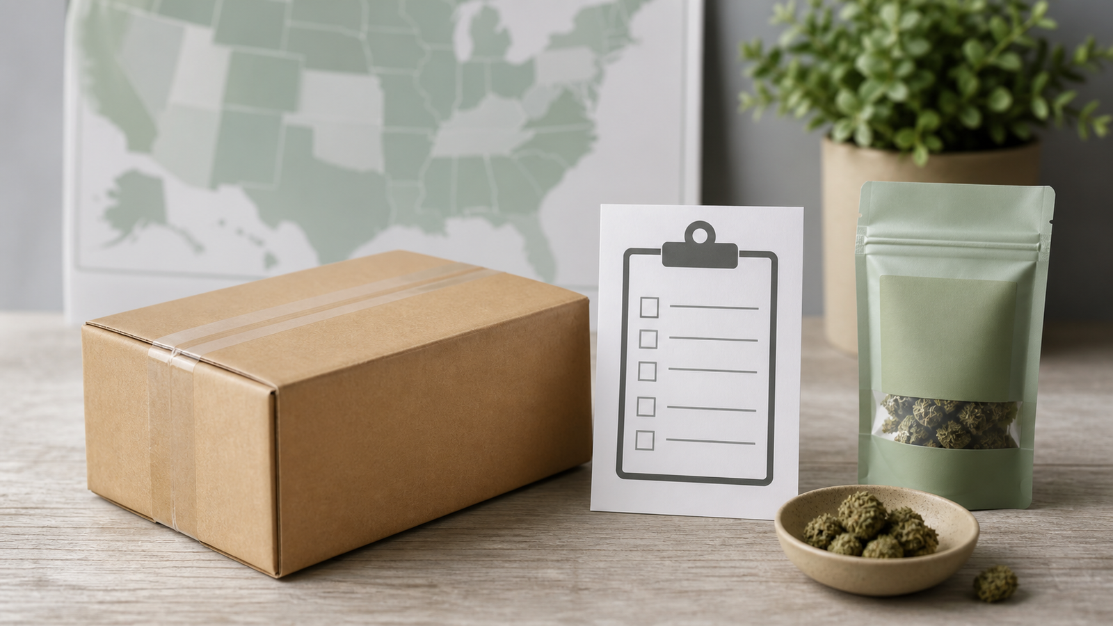 Unbranded cannabis shipping checklist and parcel