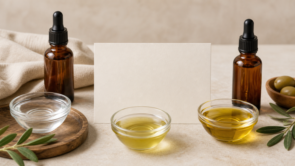 Unbranded CBD carrier oils compared on a clean tabletop