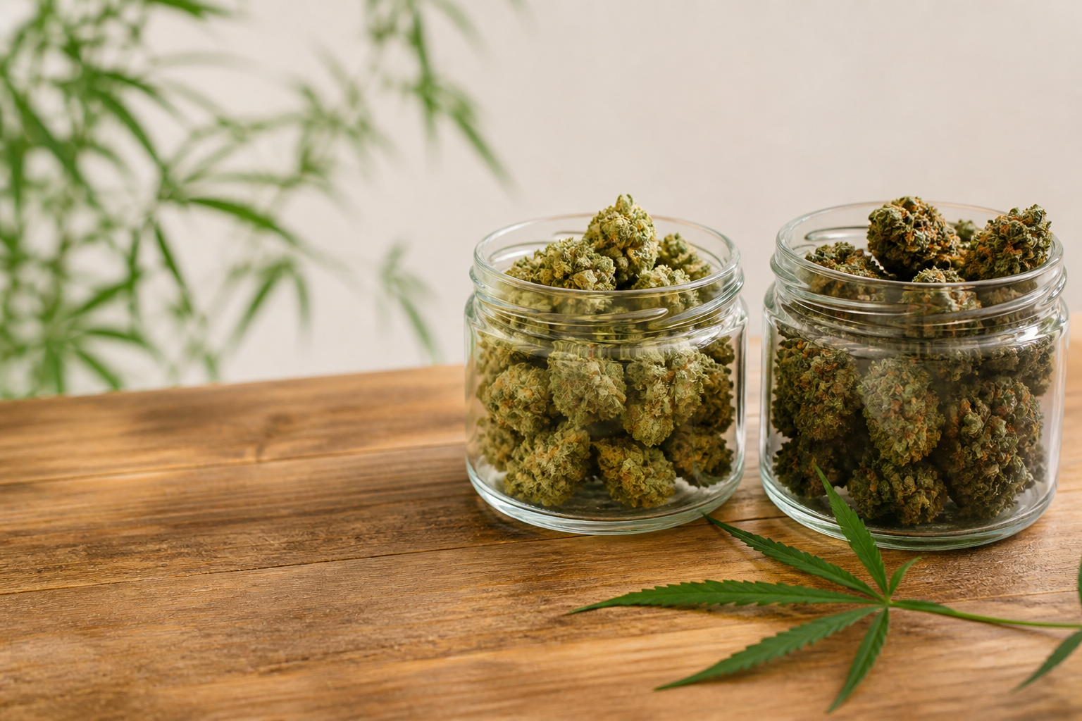 Two jars of hemp flower used for a CBD flower versus hemp flower comparison