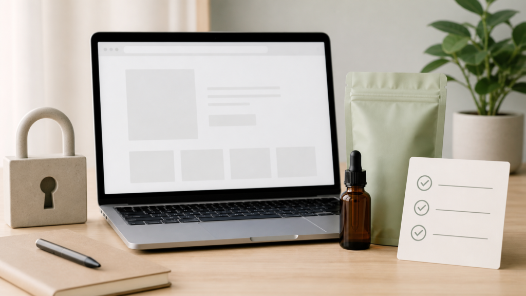 Unbranded CBD online privacy and checkout concept