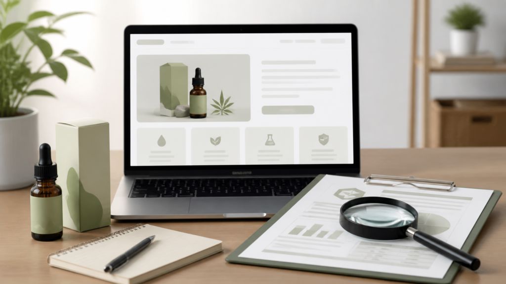 Unbranded CBD brand website and COA evaluation
