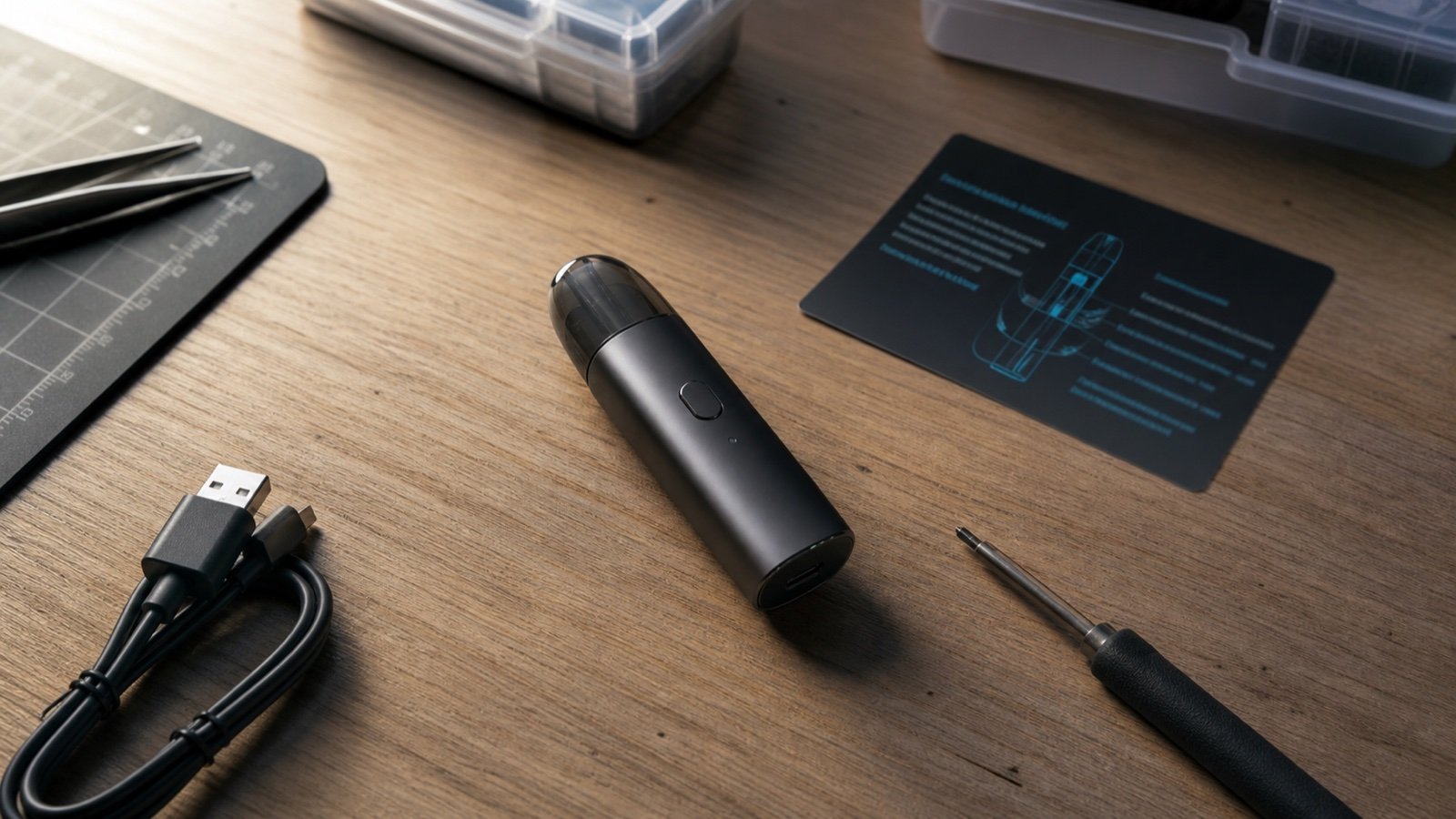 Editorial photograph for All-in-One Vape Hardware Checklist for Adult Buyers; illustrative image, not exact product packaging