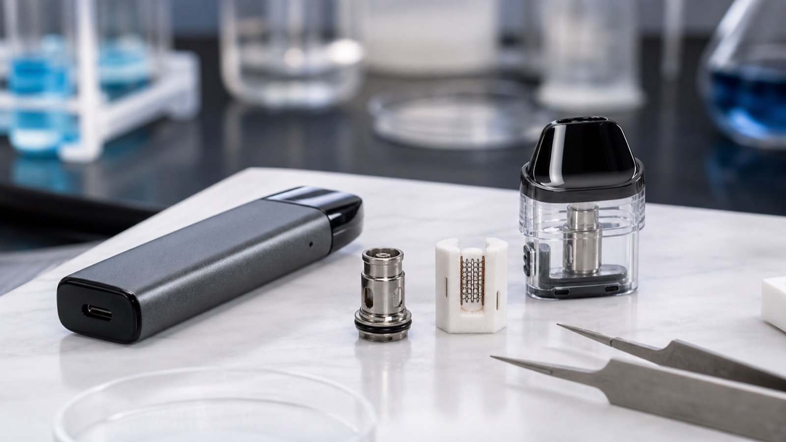 Editorial photograph for Ceramic Coil vs. Standard Vape Hardware: What the Product Page Can Tell You; illustrative image, not exact product packaging