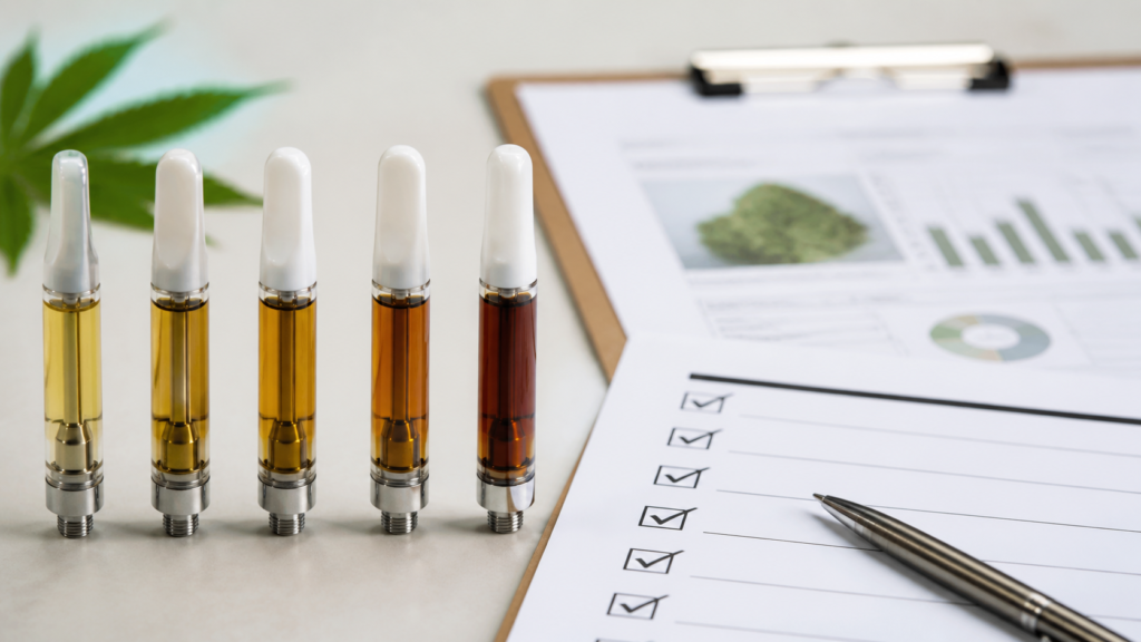 Cannabis vape oil color comparison and COA guide