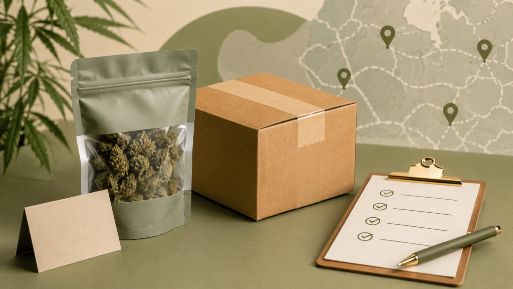 Hemp flower shipping label and delivery checklist